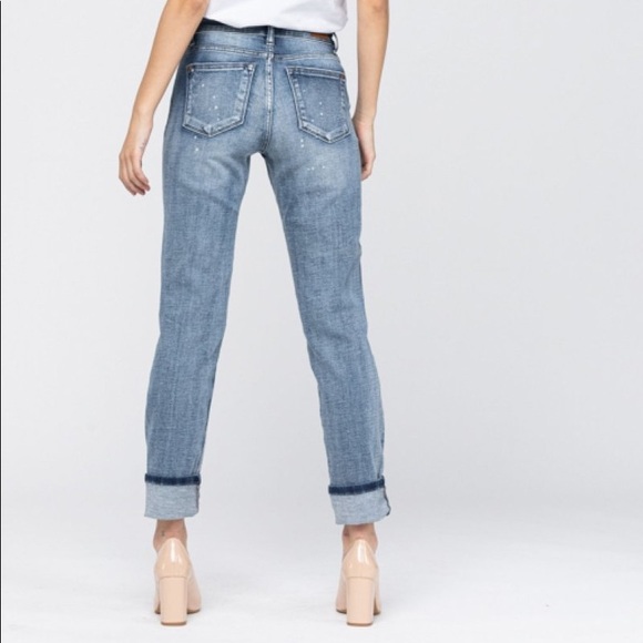 Judy Blue Destroyed BleachSplatter Boyfriend Jeans - Picture 4 of 7